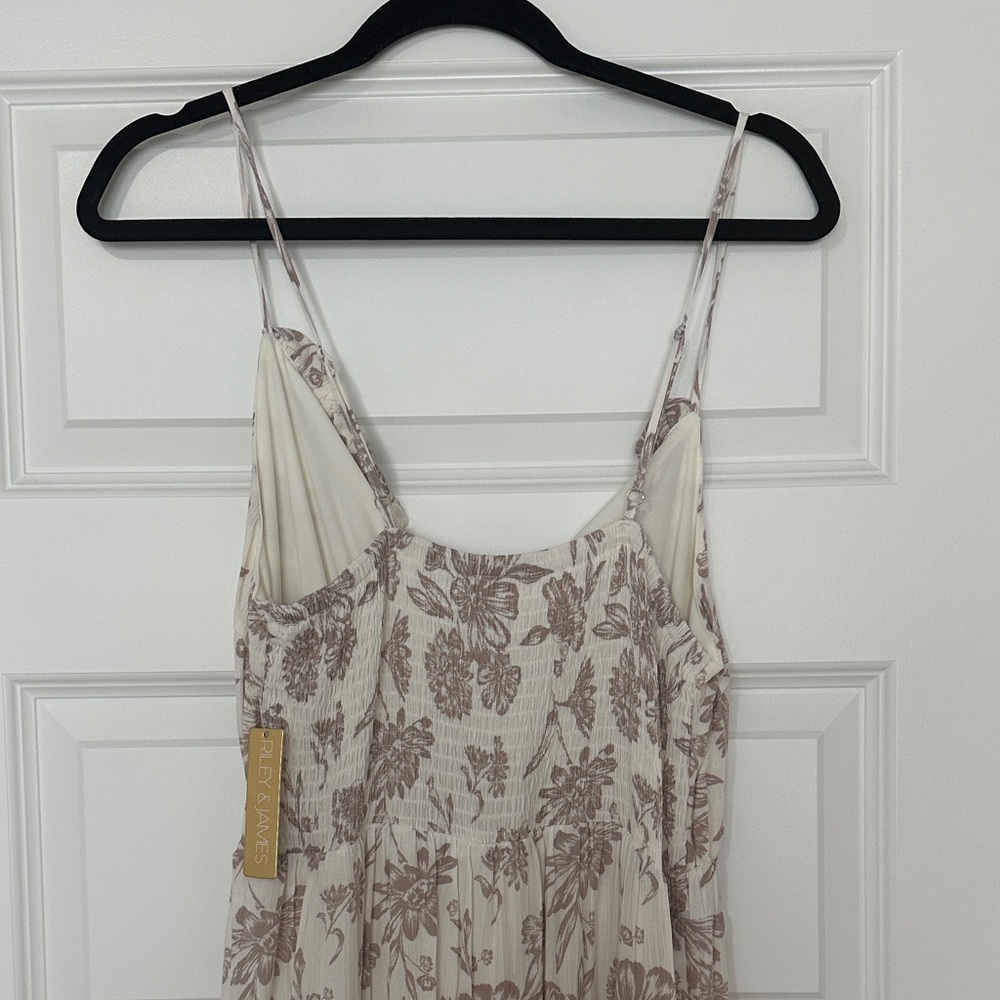Women’s Floral Maxi Dress in Cream and Taupe Large - Picture 6 of 7